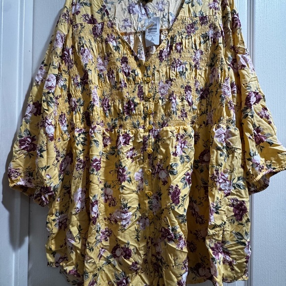 torrid Tops - Torrid Yellow Floral Blouse